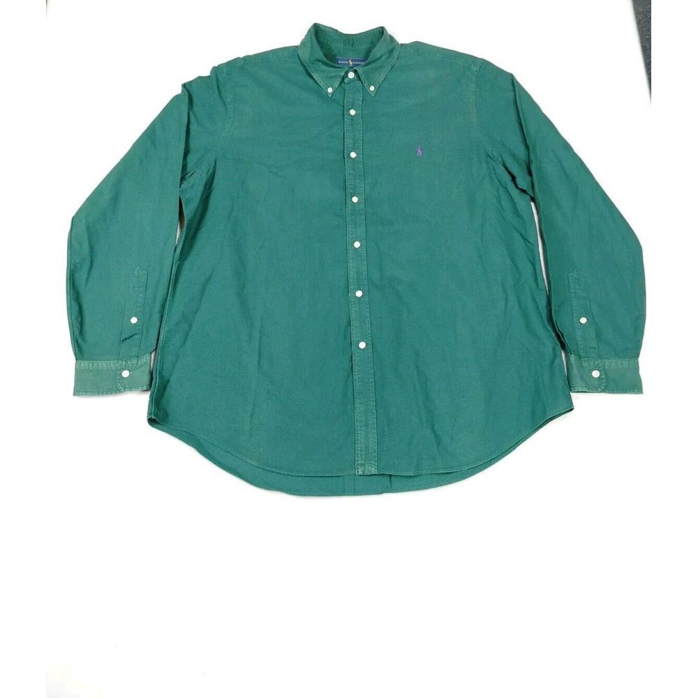 Ralph Lauren Shirt Men's XXL Green Corpcore Flesh Pony Workwear Office Casual
